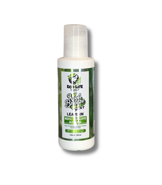 Ecolife Technologies Kool Breeze Mint Leave-In 4oz ETKBMLI4 – Tratamiento sin Enjuague con Menta, Eucalipto y Aloe Vera