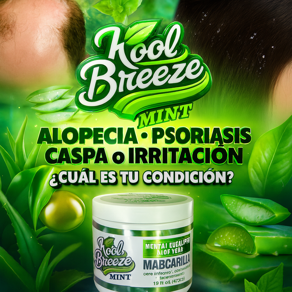 🧊 Mascarilla Capilar Kool Breeze Mint 16oz – Refresca, Hidrata y Repara con Menta, Sábila y Eucalipto