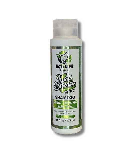 Ecolife Technologies Kool Breeze Mint Shampoo 16oz ETKBMSH16 – Shampoo Refrescante para Caspa, Grasa e Irritación del Cuero Cabelludo