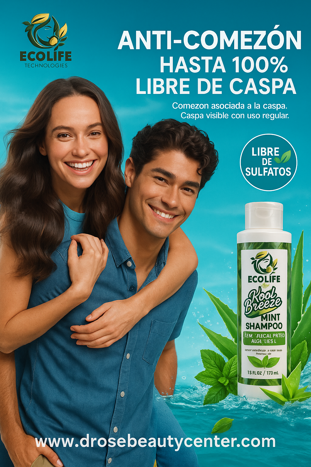 🌿 ECOLIFE TECHNOLOGIES – Kool Breeze Mint Shampoo 16oz