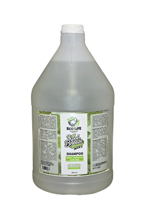 Ecolife Technologies Kool Breeze Mint Shampoo Galón 128oz ETKBMSHG – Shampoo Refrescante para Caspa, Grasa e Irritación del Cuero Cabelludo