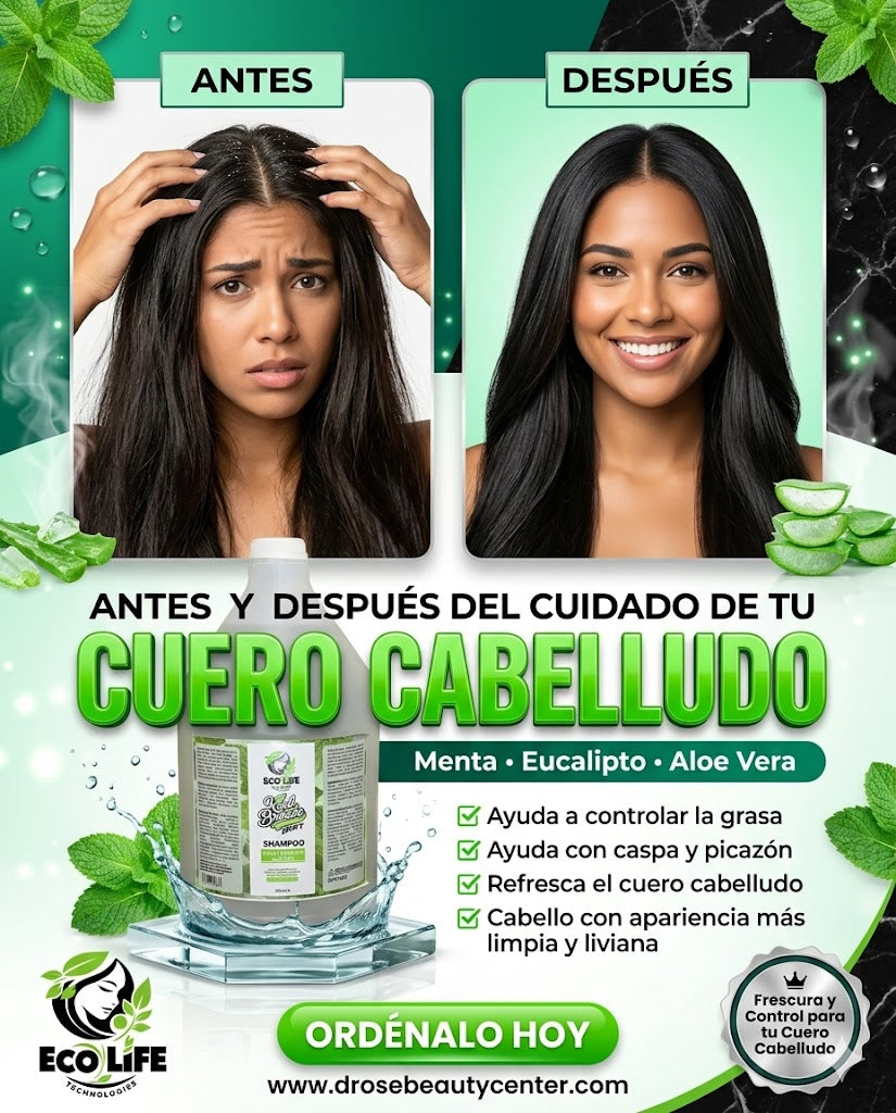 Ecolife Technologies Kool Breeze Mint Shampoo Galón 128oz ETKBMSHG – Shampoo Refrescante para Caspa, Grasa e Irritación del Cuero Cabelludo