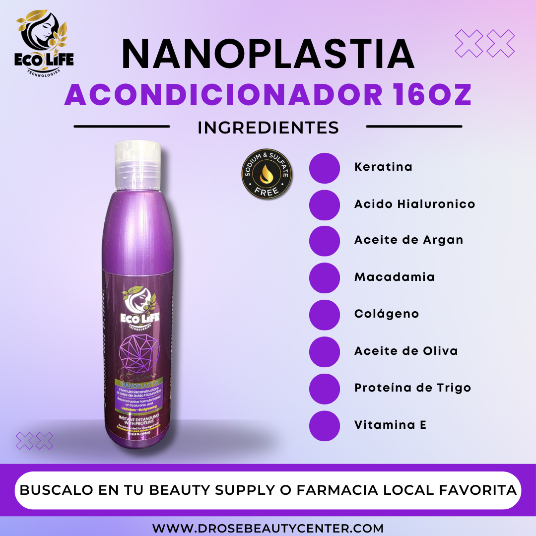 🌿 ECOLIFE TECHNOLOGIES Nanoplastia Acondicionador 16oz