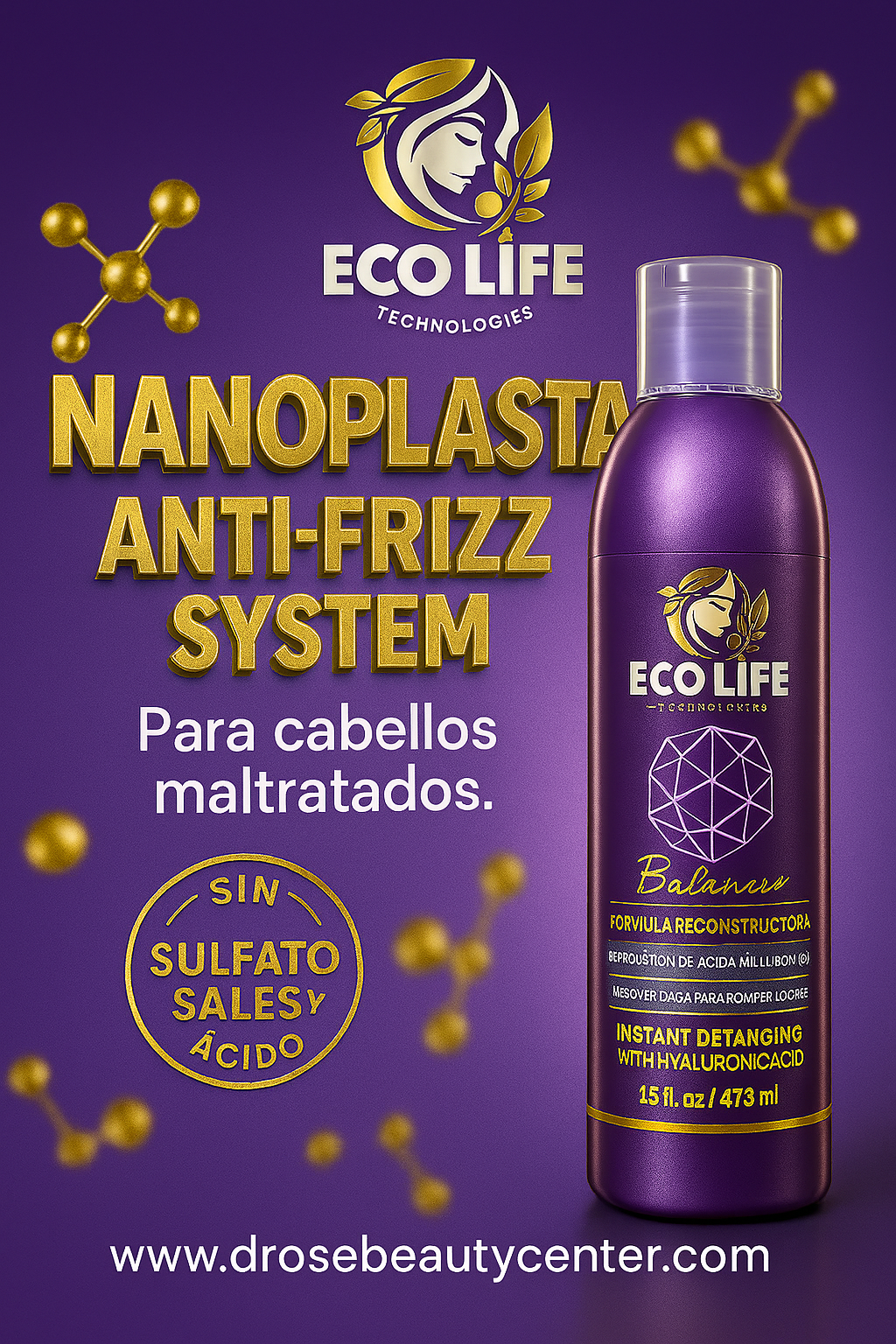 🌿 ECOLIFE TECHNOLOGIES Nanoplastia Acondicionador 16oz