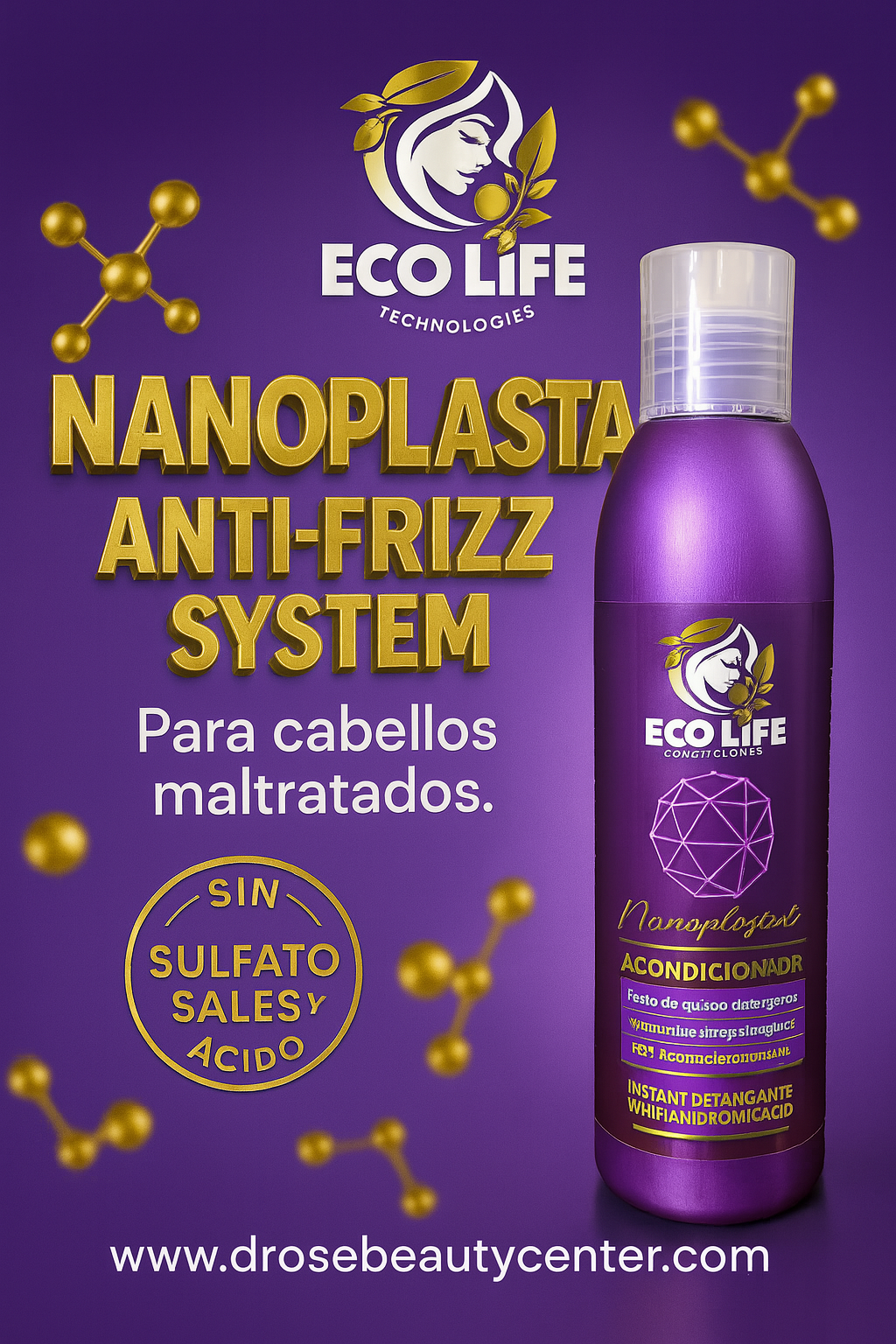 🌿 ECOLIFE TECHNOLOGIES Nanoplastia Acondicionador 16oz