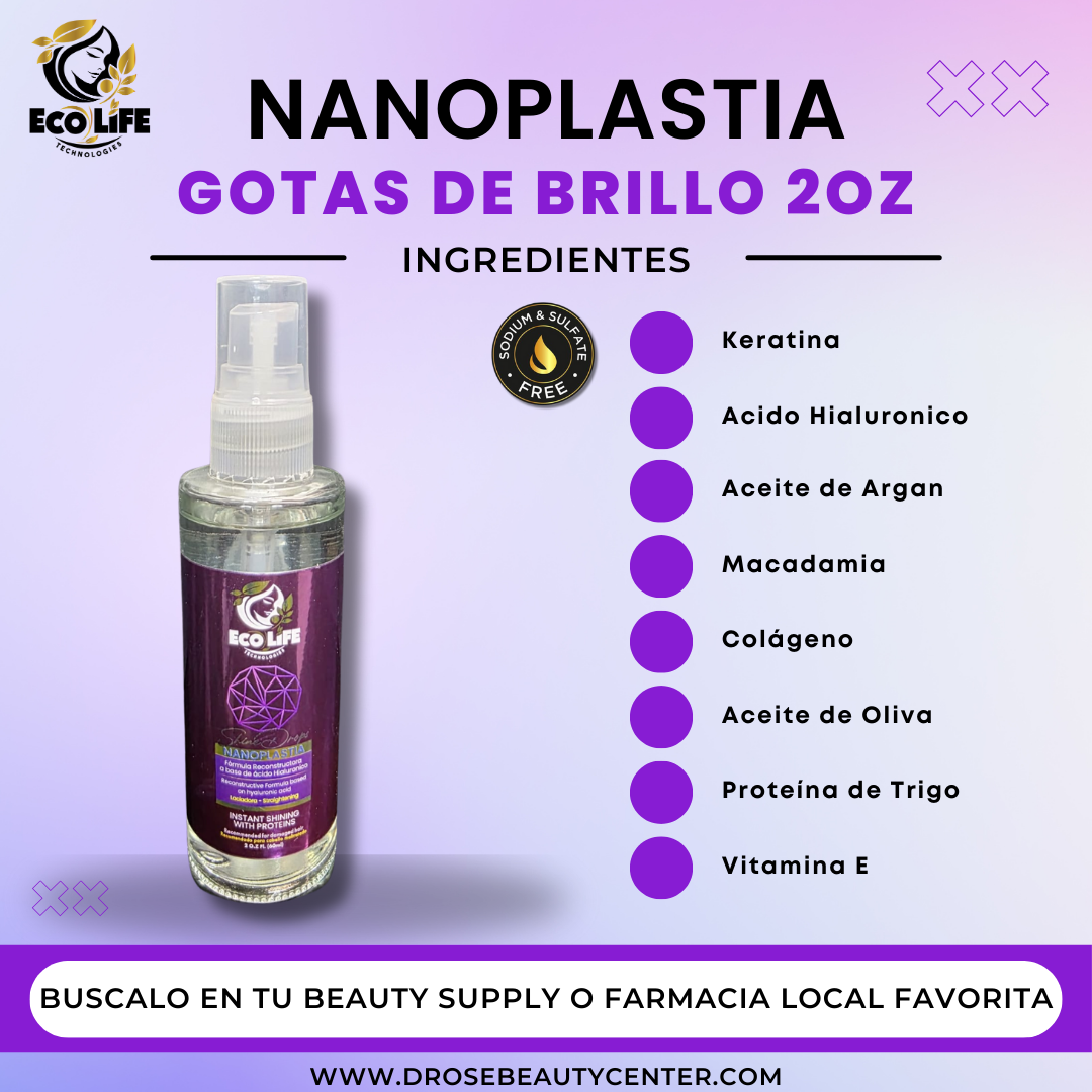 ✨ ECOLIFE TECHNOLOGIES NANOPLASTIA GOTAS DE BRILLO 2OZ (ETNGB2) ✨