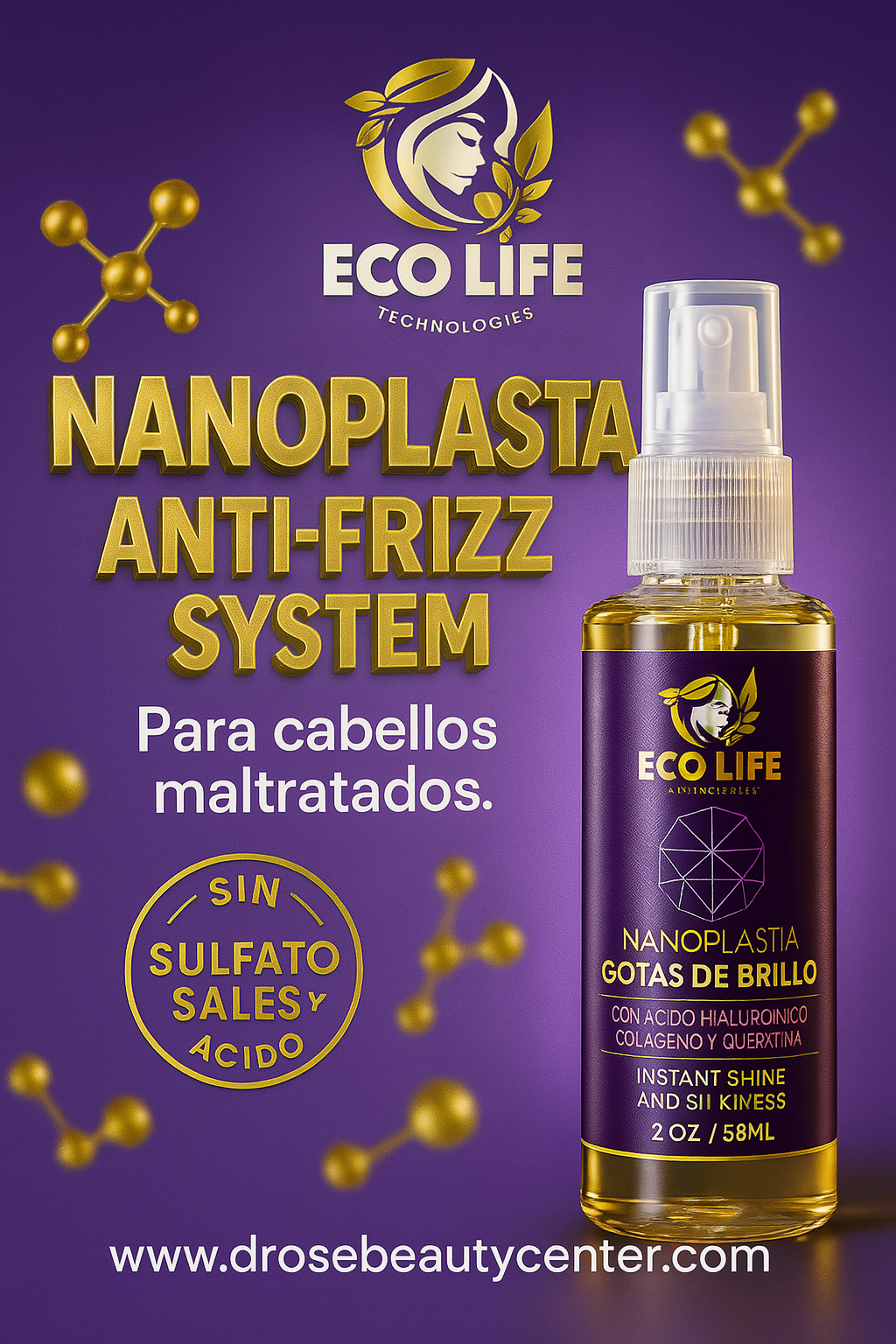 ✨ ECOLIFE TECHNOLOGIES NANOPLASTIA GOTAS DE BRILLO 2OZ (ETNGB2) ✨
