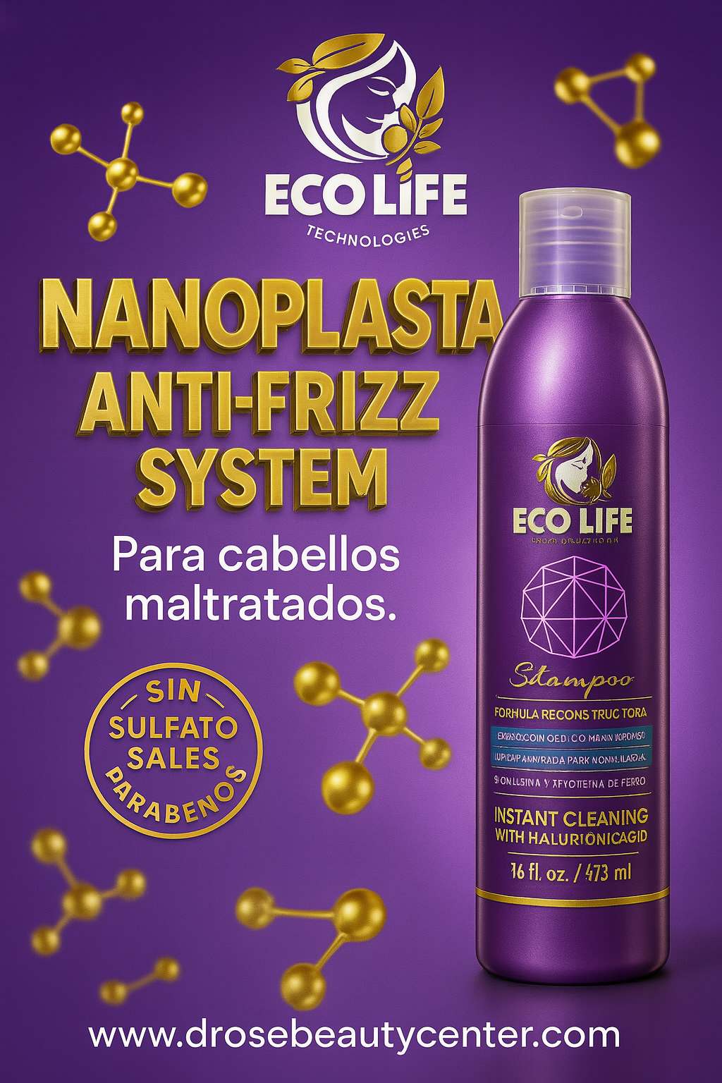 🌟 ECOLIFE TECHNOLOGIES NANOPLASTIA SHAMPOO 16oz