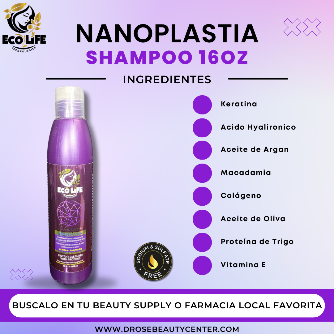 🌟 ECOLIFE TECHNOLOGIES NANOPLASTIA SHAMPOO 16oz