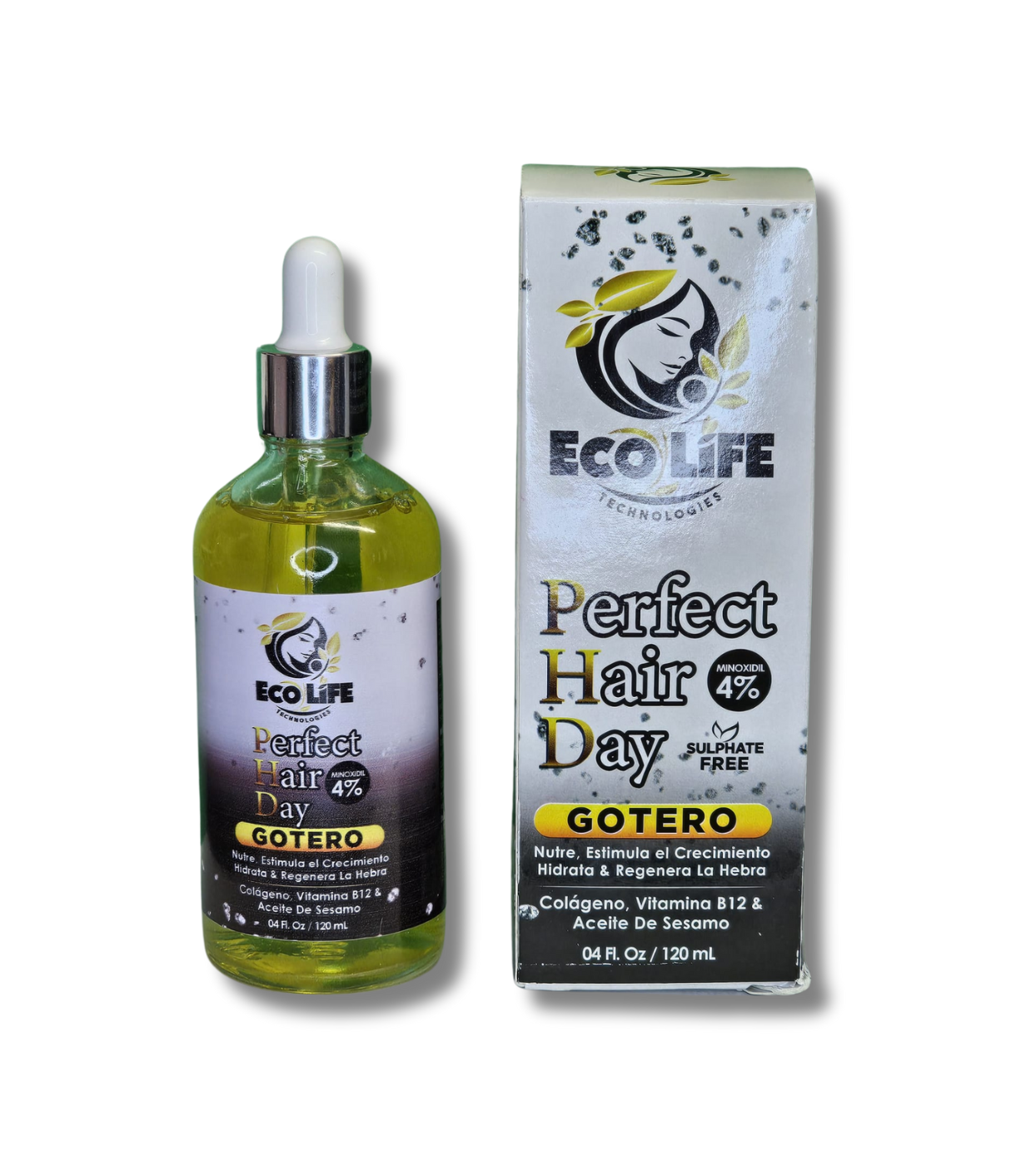 ✨ ECOLIFE TECHNOLOGIES PHD GOTERO ANTICAÍDA 4OZ - MINOXIDIL 4% ✨