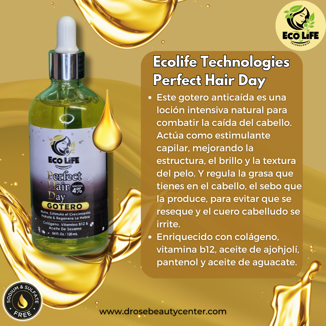✨ ECOLIFE TECHNOLOGIES PHD GOTERO ANTICAÍDA 4OZ - MINOXIDIL 4% ✨