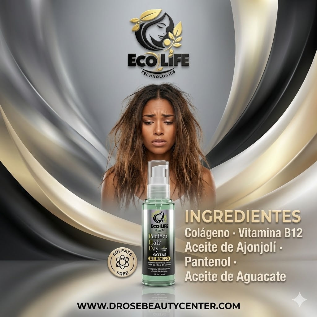 ✨💎 ECOLIFE PHD GOTAS DE BRILLO 2oz | Brillo Instantáneo &amp; Reparación Profunda 💎✨