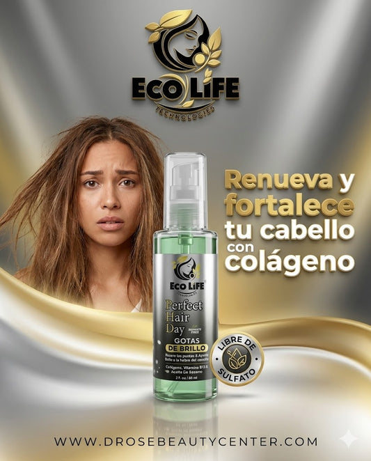 ✨💎 ECOLIFE PHD GOTAS DE BRILLO 2oz | Brillo Instantáneo &amp; Reparación Profunda 💎✨