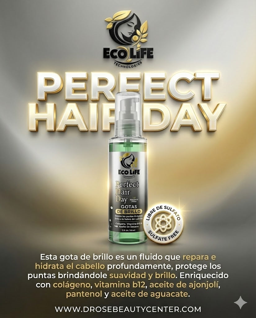 ✨💎 ECOLIFE PHD GOTAS DE BRILLO 2oz | Brillo Instantáneo &amp; Reparación Profunda 💎✨