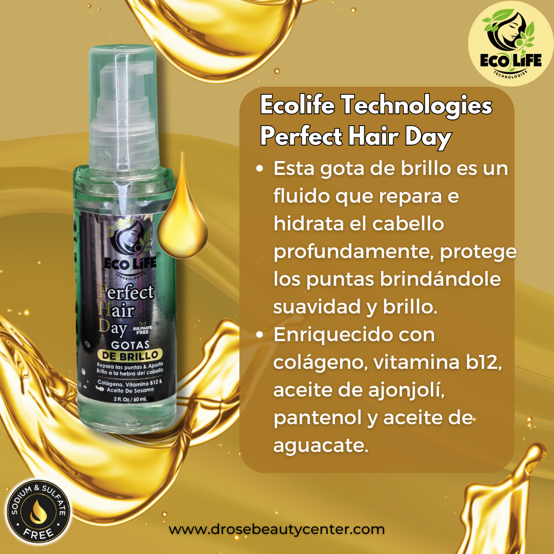 💎 Gotas de Brillo ECOLIFE PHD 2oz – Repara, Hidrata y Brilla tu Cabello