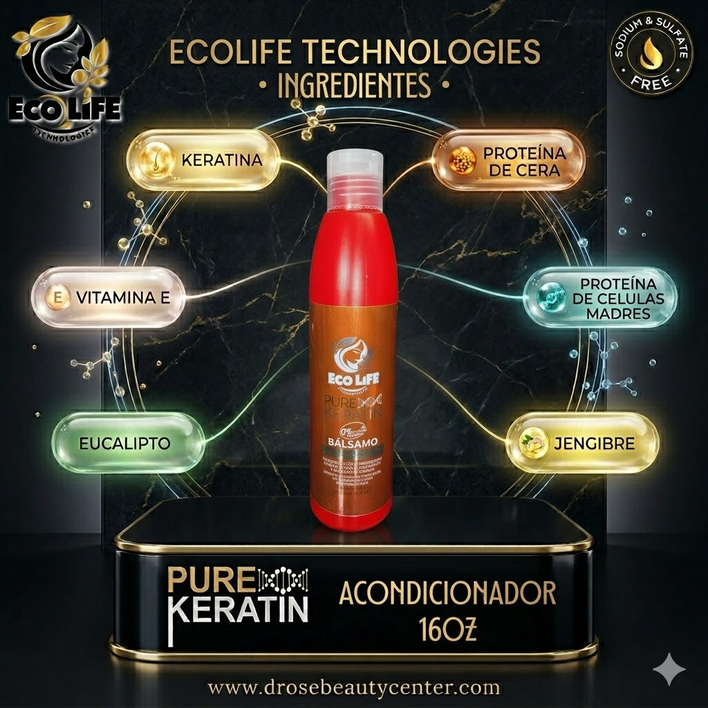 ✨ Pure Keratin Acondicionador 16oz – Hidratación Profesional que Repara y Suaviza ✨