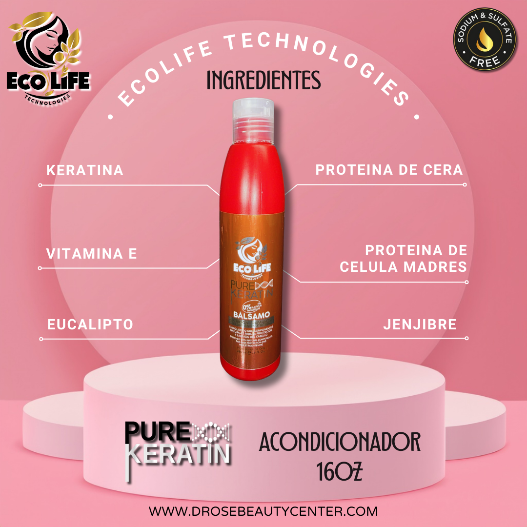 ✨ ECOLIFE TECHNOLOGIES – PURE KERATIN ACONDICIONADOR 16oz