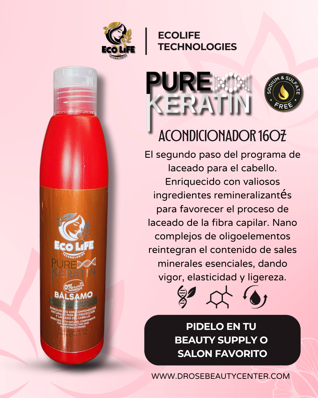 ✨ ECOLIFE TECHNOLOGIES – PURE KERATIN ACONDICIONADOR 16oz