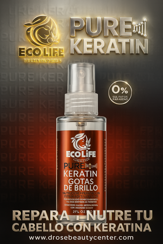 ✨ ECOLIFE TECHNOLOGIES – PURE KERATIN GOTAS DE BRILLO 2 OZ