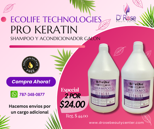 BORIKE PROFESIONAL PRO KERATIN SHAMPOO Y ACONDICIONADOR GALON OFERTA DE 2 ETPKGX2