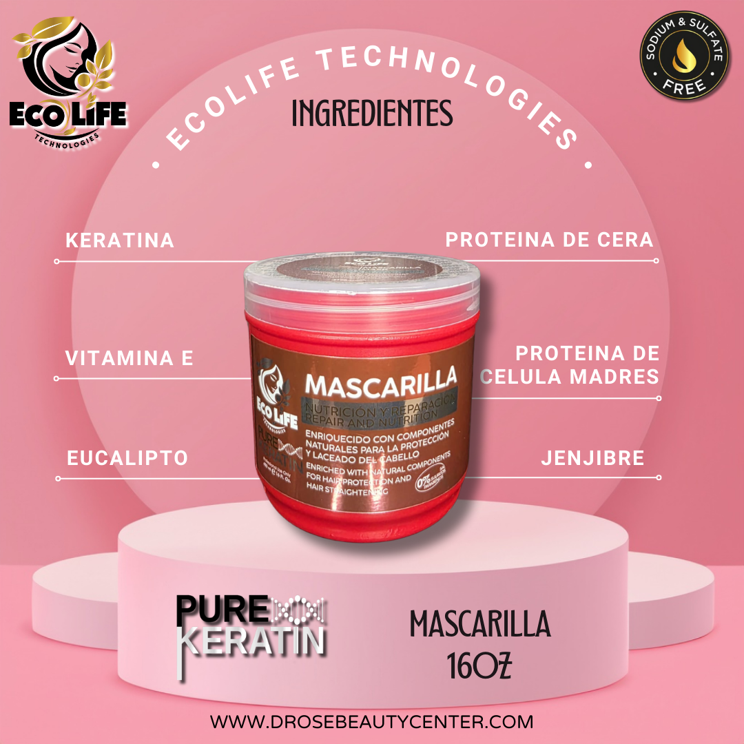 💥 ECOLIFE TECHNOLOGIES - MASCARILLA PURE KERATIN 16oz