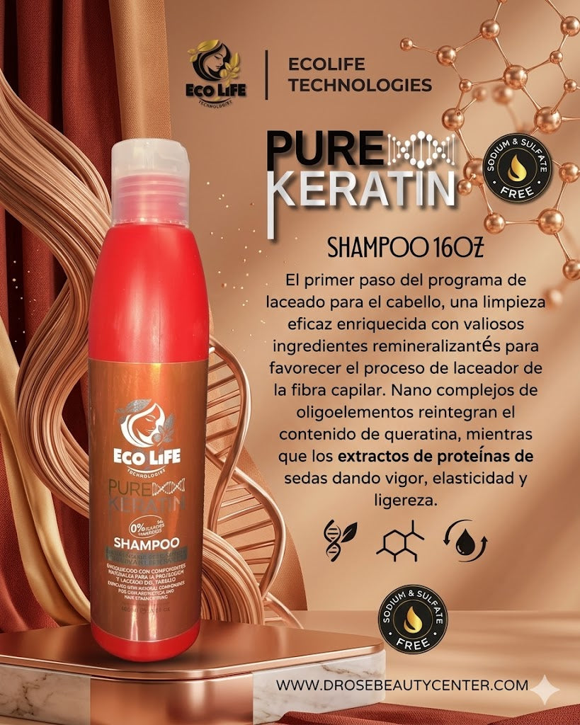 ✨ Pure Keratin Shampoo 16oz – Limpieza Profesional que Repara y Fortalece ✨