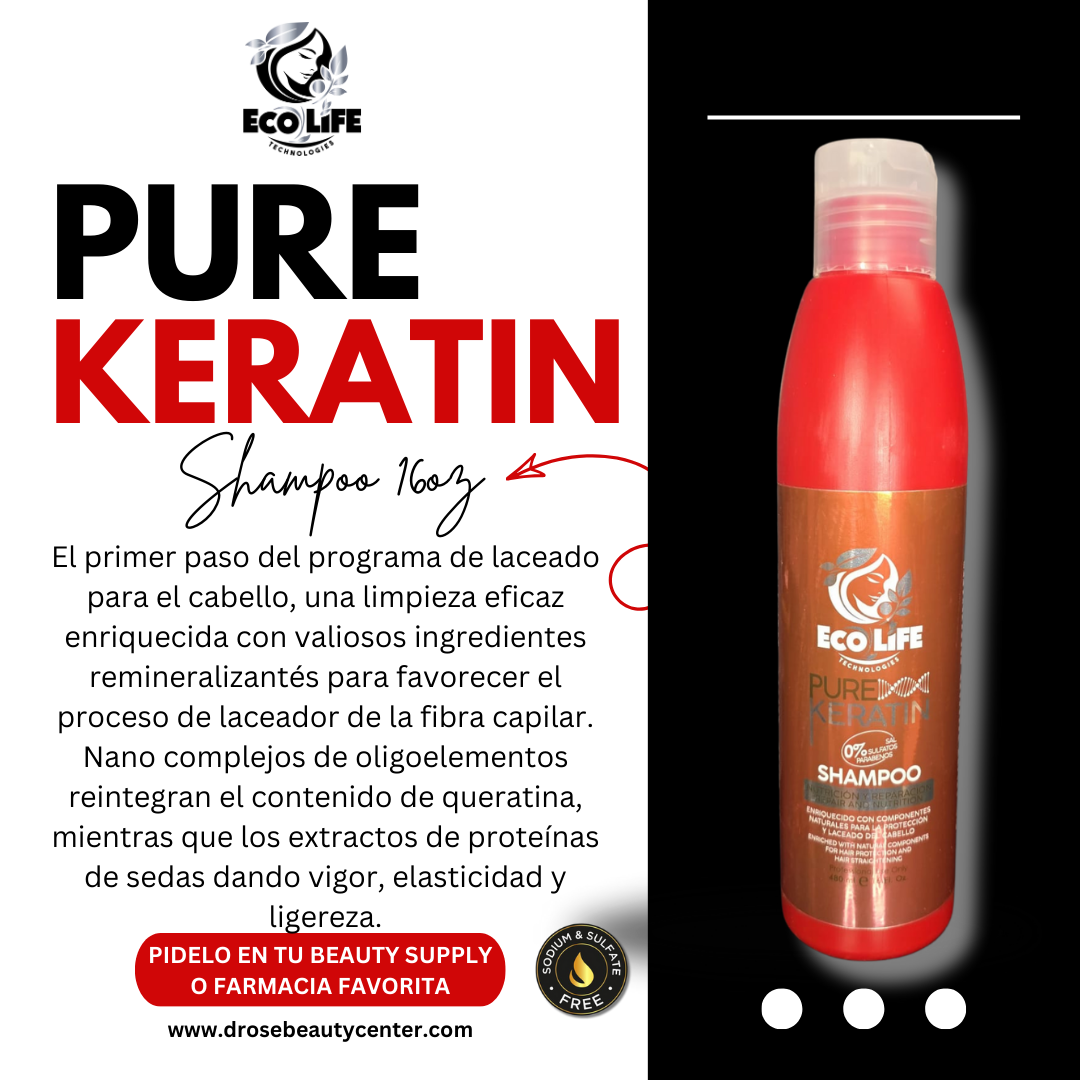 ✨ PURE KERATIN SHAMPOO 16oz – Fórmula libre de sulfato y sodio ✨