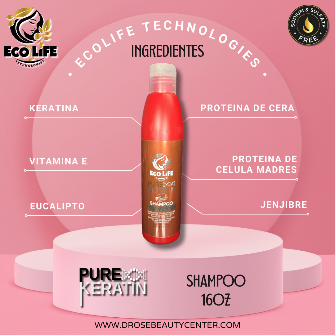 ✨ PURE KERATIN SHAMPOO 16oz – Fórmula libre de sulfato y sodio ✨