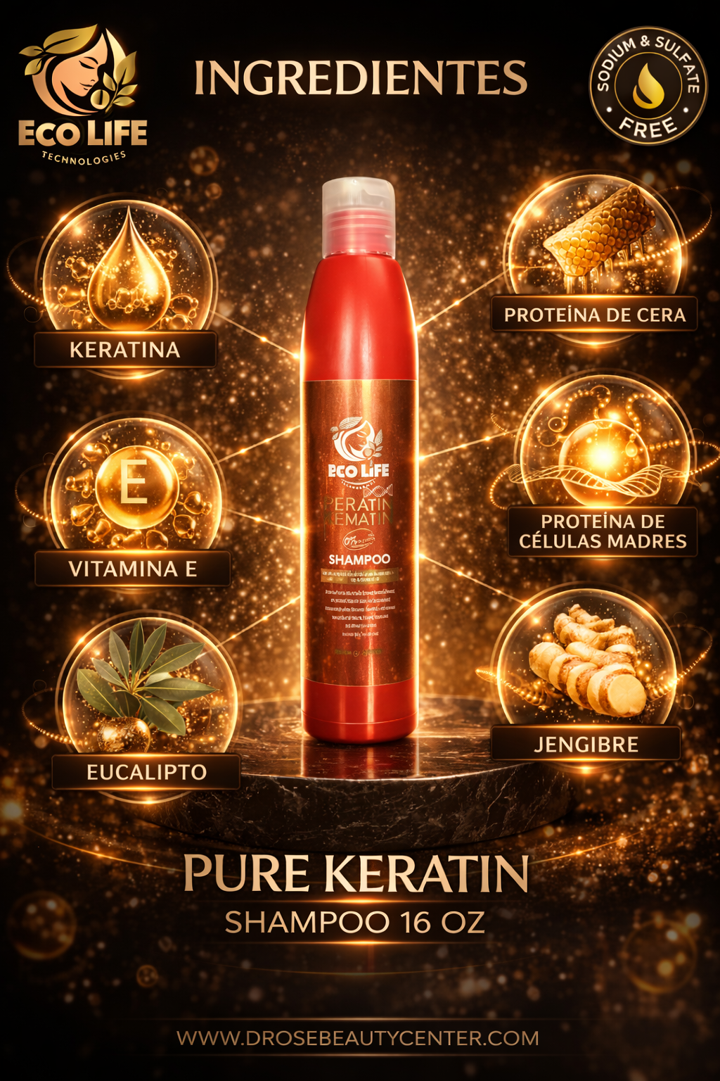 ✨ Pure Keratin Shampoo 16oz – Limpieza Profesional que Repara y Fortalece ✨