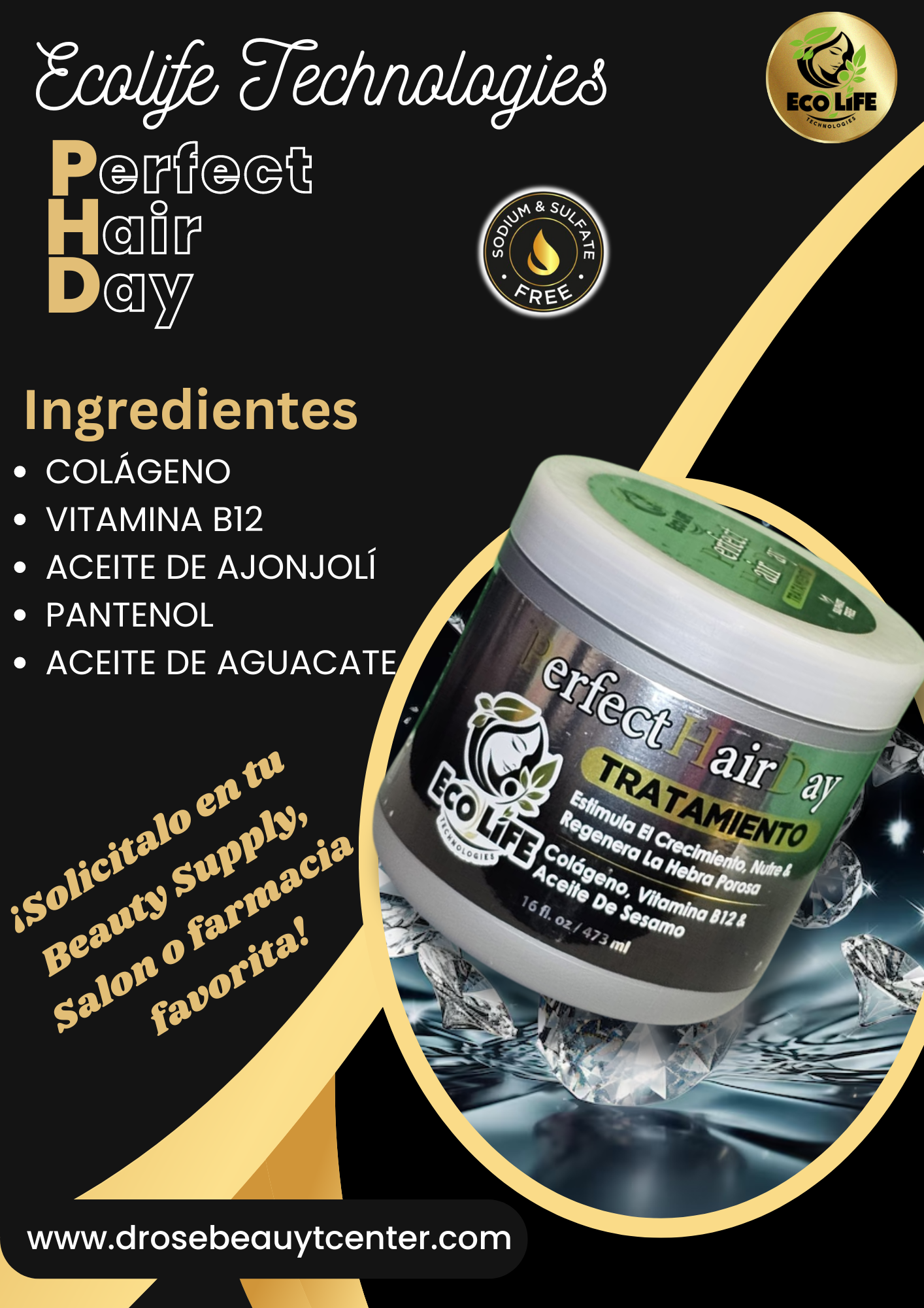 🧴 Ecolife Technologies Perfect Hair Day – Mascarilla Nutritiva 16oz