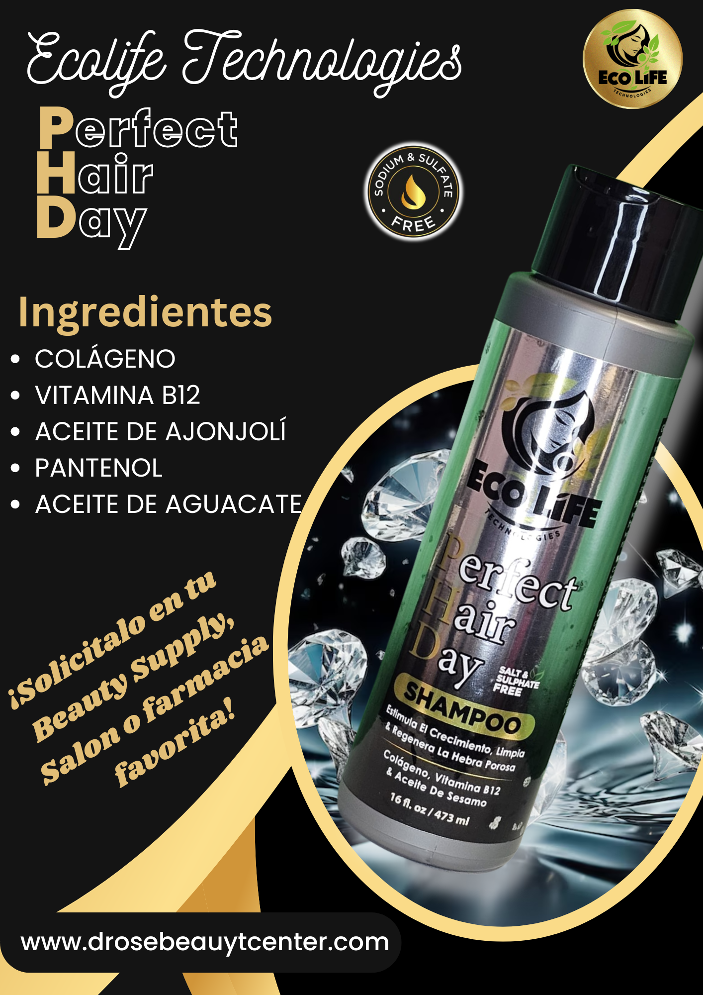 ✨ Ecolife Technologies PHD Shampoo 16oz – Perfect Hair Day ✨