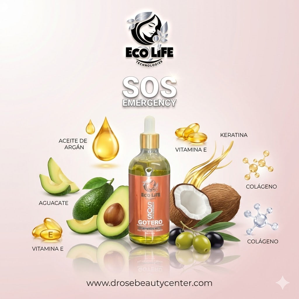 🚨 SOS Emergency Gotero Anticaída y Crecimiento 4 oz con Minoxidil 4% – Reparación Intensiva y Estimulación Capilar | Ecolife Technologies