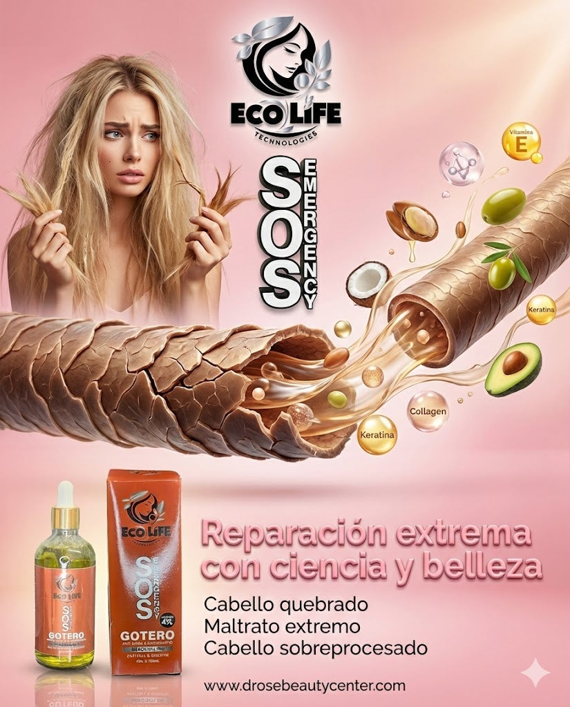🚨 SOS Emergency Gotero Anticaída y Crecimiento 4 oz con Minoxidil 4% – Reparación Intensiva y Estimulación Capilar | Ecolife Technologies