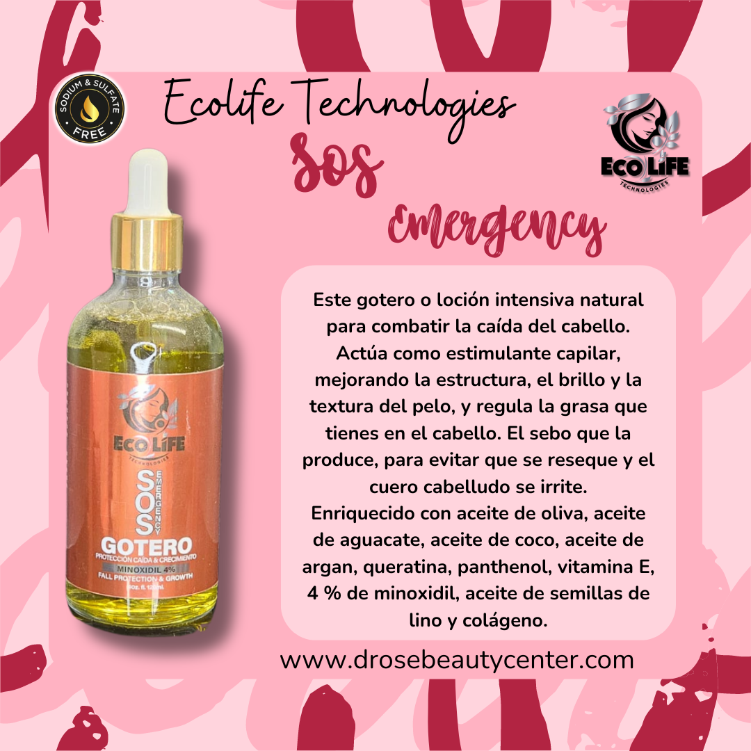 ECOLIFE TECHNOLOGIES – SOS EMERGENCY GOTERO ANTI-CAÍDA Y CRECIMIENTO 4OZ