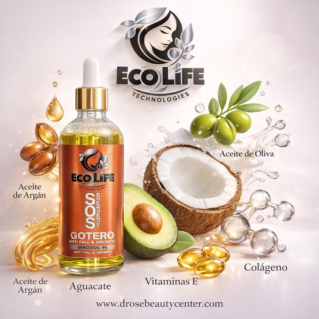 🚨 SOS Emergency Gotero Anticaída y Crecimiento 4 oz con Minoxidil 4% – Reparación Intensiva y Estimulación Capilar | Ecolife Technologies