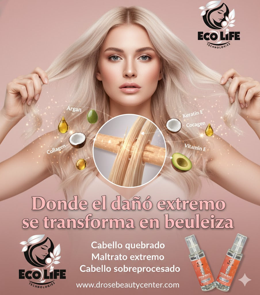 Ecolife Technologies SOS Emergency Gota de Brillo Reconstructora 2oz para Cabello Maltratado y Opaco