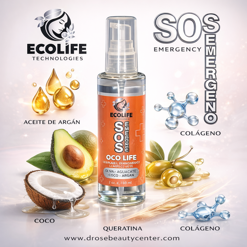 Ecolife Technologies SOS Emergency Gota de Brillo Reconstructora 2oz para Cabello Maltratado y Opaco
