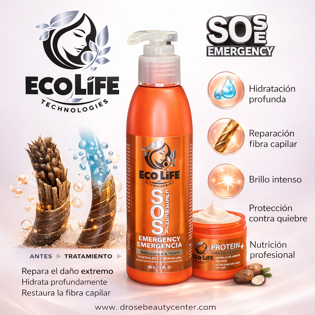 ✨ ECO LIFE SOS EMERGENCY KIT TRATAMIENTO INTENSIVO 2 PIEZAS — Reparación Extrema y Reconstrucción Capilar Profesional ✨