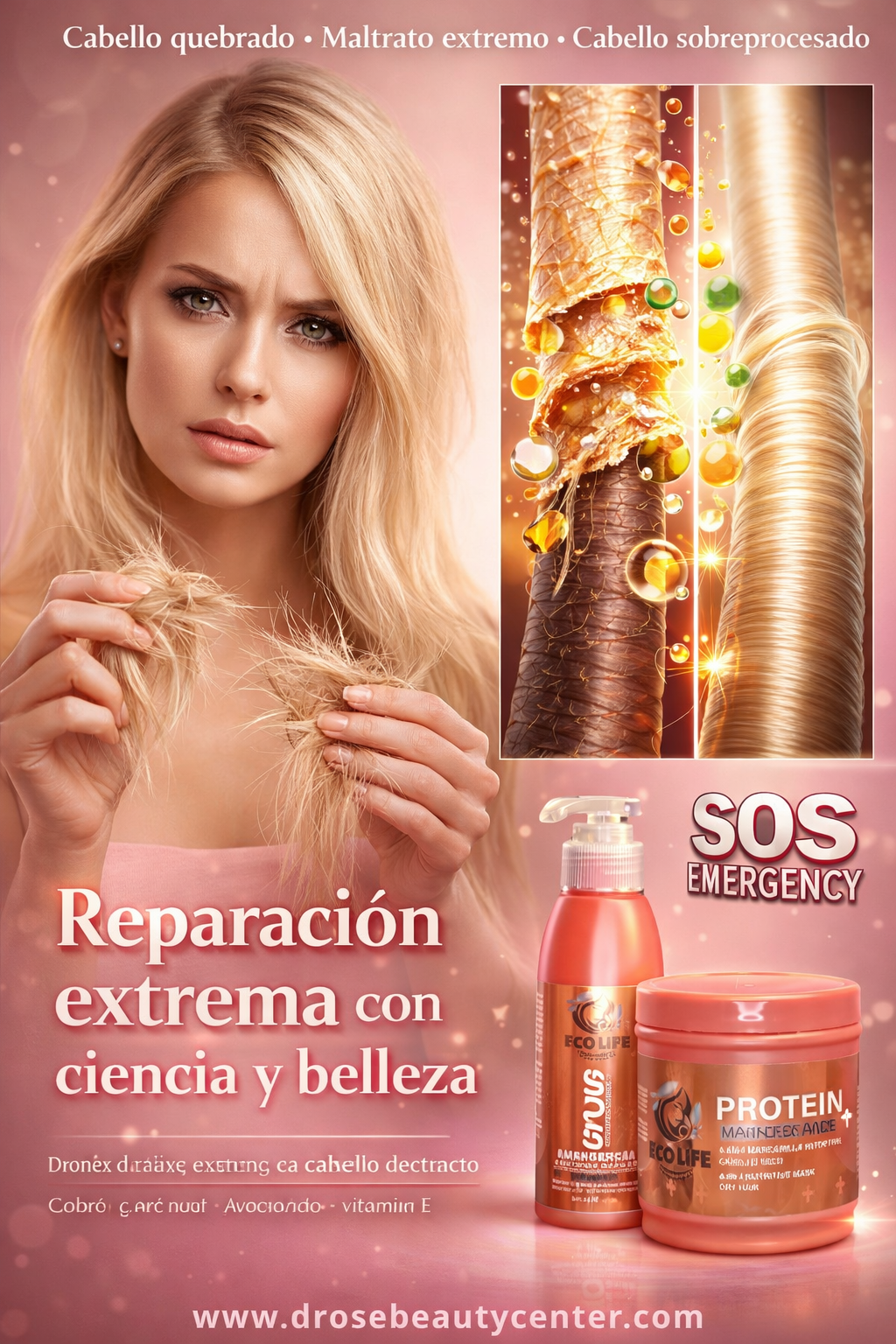 ✨ ECO LIFE SOS EMERGENCY KIT TRATAMIENTO INTENSIVO 2 PIEZAS — Reparación Extrema y Reconstrucción Capilar Profesional ✨