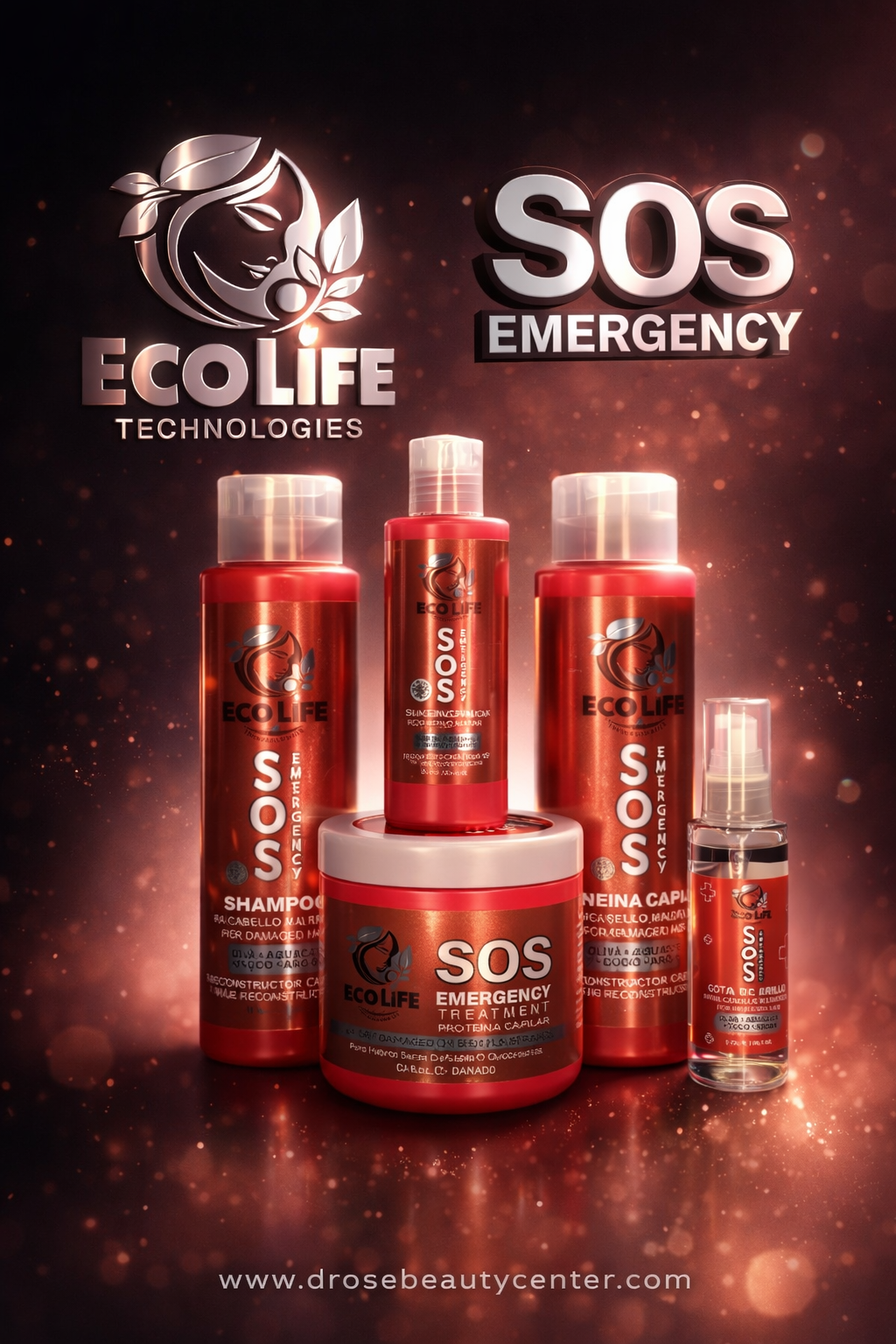 ✨ Ecolife Technologies SOS Emergency Kit de Mantenimiento Capilar 5 Piezas + Ampolla Reparadora Gratis — Reparación Extrema y Restauración Profesional ✨
