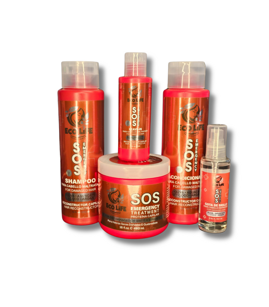 ✨ Ecolife Technologies SOS Emergency Kit de Mantenimiento Capilar 5 Piezas + Ampolla Reparadora Gratis — Reparación Extrema y Restauración Profesional ✨