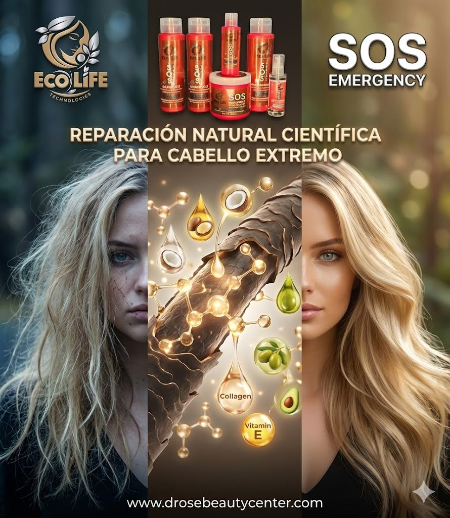 Ecolife Technologies SOS Emergency Mascarilla Reconstructora Intensiva para Cabello Dañado 16oz – Libre de Sulfatos y Parabenos