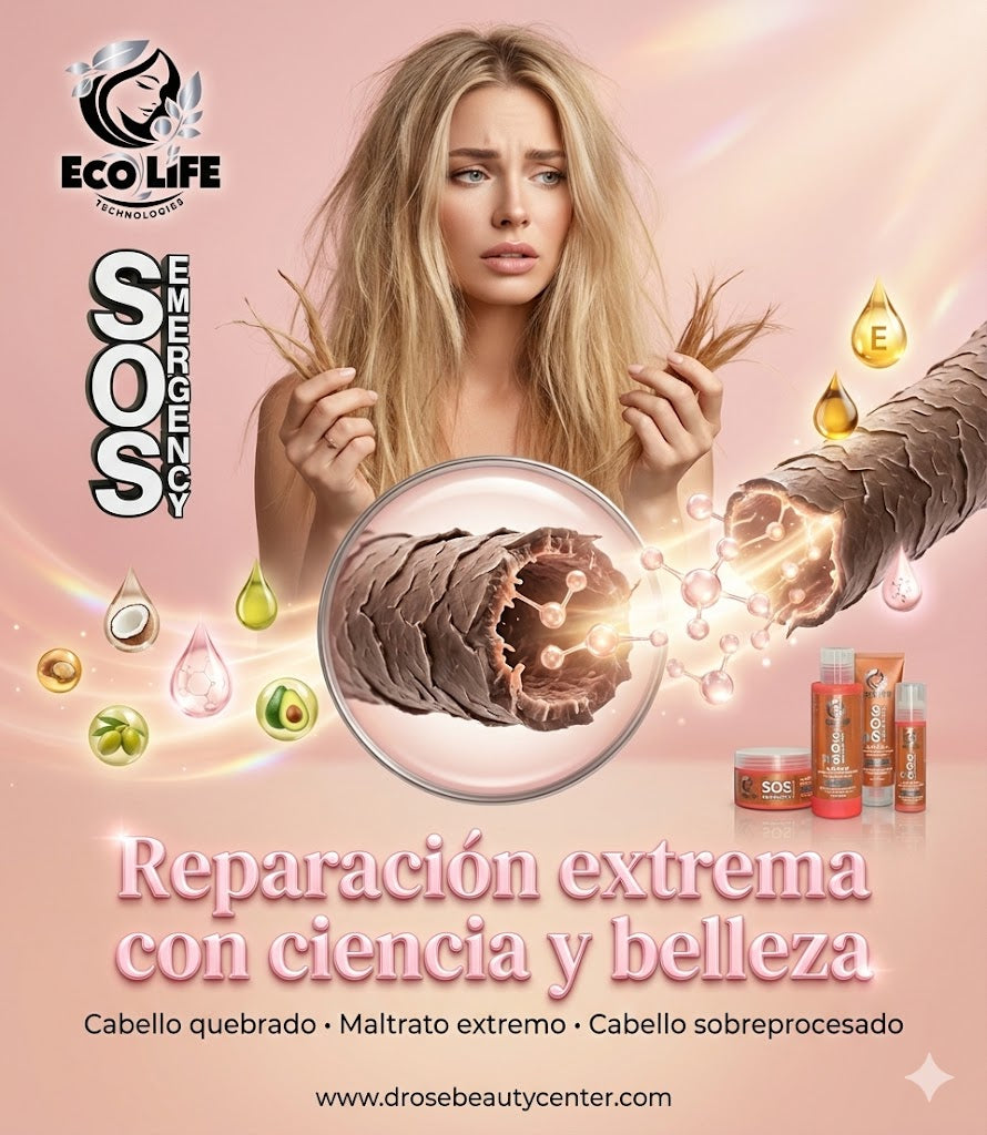 ✨ Ecolife Technologies SOS Emergency Kit de Mantenimiento Capilar 5 Piezas + Ampolla Reparadora Gratis — Reparación Extrema y Restauración Profesional ✨