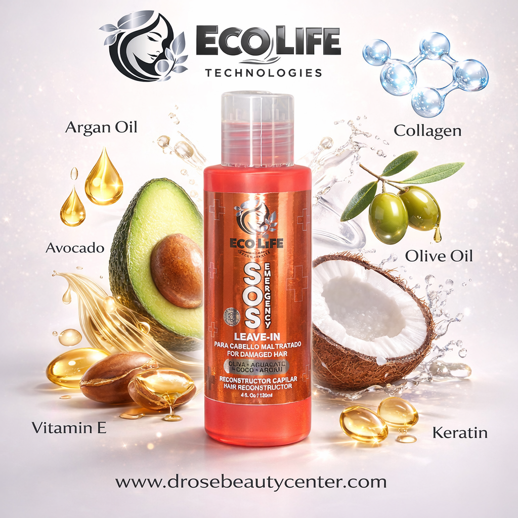 Ecolife Technologies SOS Emergency Leave-In Reconstructor Capilar 4oz – Reparación Intensiva para Cabello Dañado y Maltratado