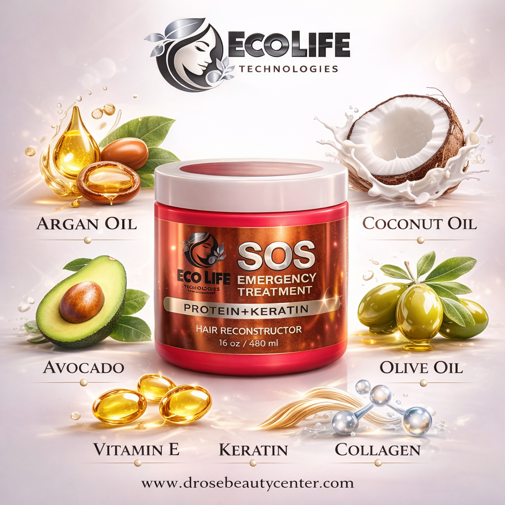 Ecolife Technologies SOS Emergency Mascarilla Reconstructora Intensiva para Cabello Dañado 1.5oz – Libre de Sulfatos y Parabenos