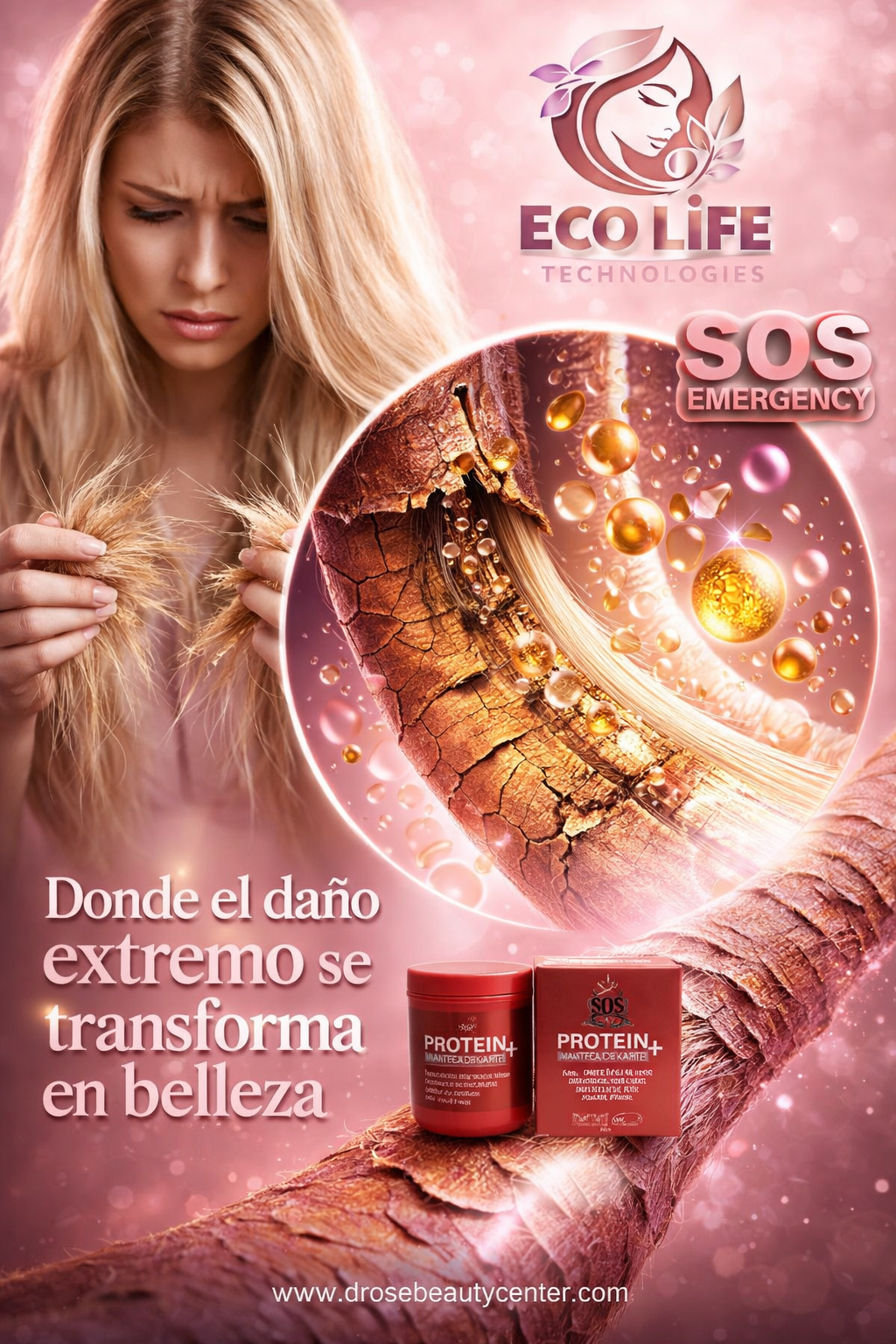 SOS Emergency Protein+ Mascarilla 4 en 1 con Manteca de Karité 8oz – Reparación Extrema e Hidratación Profunda