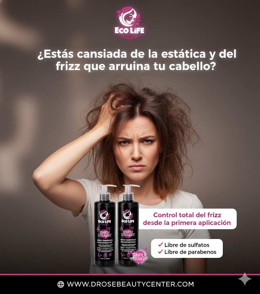 🟢 ECOLIFE TECHNOLOGIES SIMPLY STRAIGHT SHOCK KERATINA 3D LEAVE-IN 8oz / 240 ml