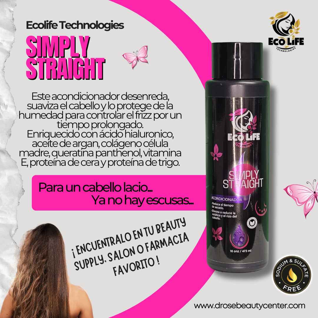 🟣 ECOLIFE TECHNOLOGIES SIMPLY STRAIGHT ACONDICIONADOR 16OZ – ETSSA16