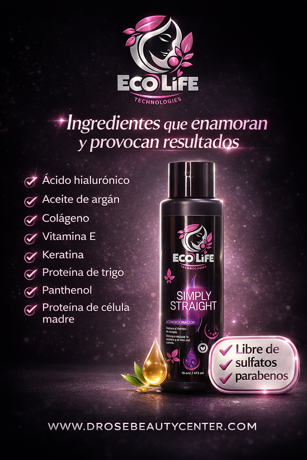 💗 Simply Straight Acondicionador 16 oz – Desenredo, Suavidad y Control del Frizz Prolongado