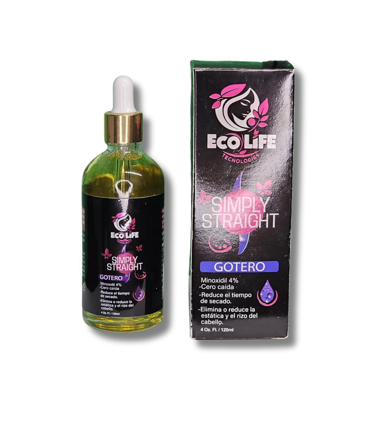 🦋 ECOLIFE TECHNOLOGIES SIMPLY STRAIGHT GOTERO ANTICAÍDA 4OZ